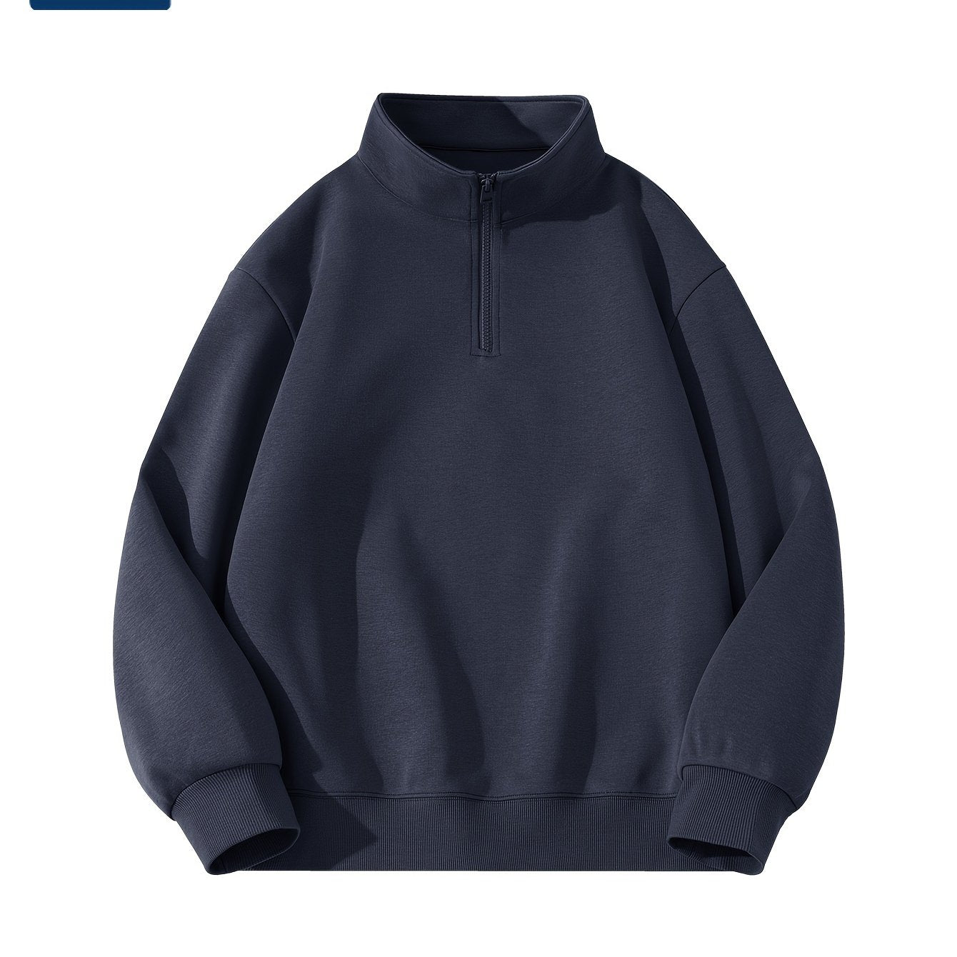 Men's Solid Color Knit Cotton Long Sleeve Half-Zip Pullover Sweatshirt Regular Fit