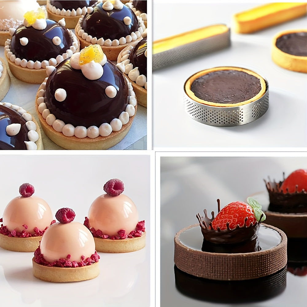 Set of 2-12 Stainless Steel Round Tart Rings for Baking Cheesecake Cookies Pastries