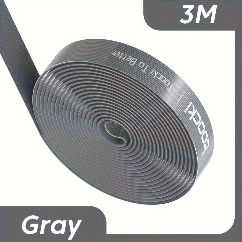 Black and Gray Nylon Cable Winder Tape for iPhone Xiaomi Poco Desk Organizer 3m 5m