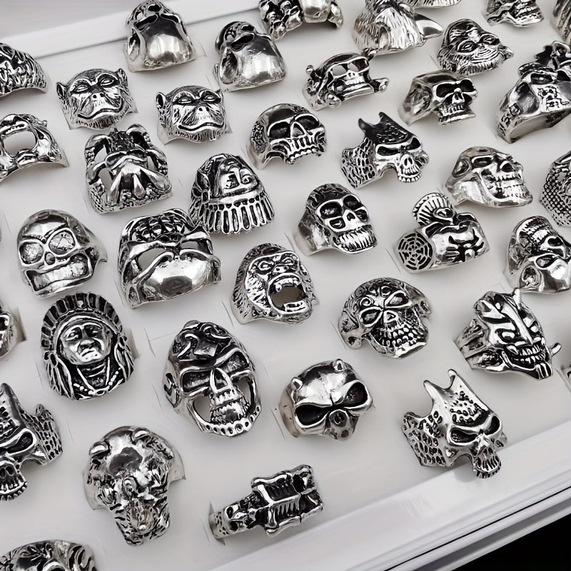 Set of 10 Skull Beast Head Claw Rings in Various Styles and Colors Jewelry