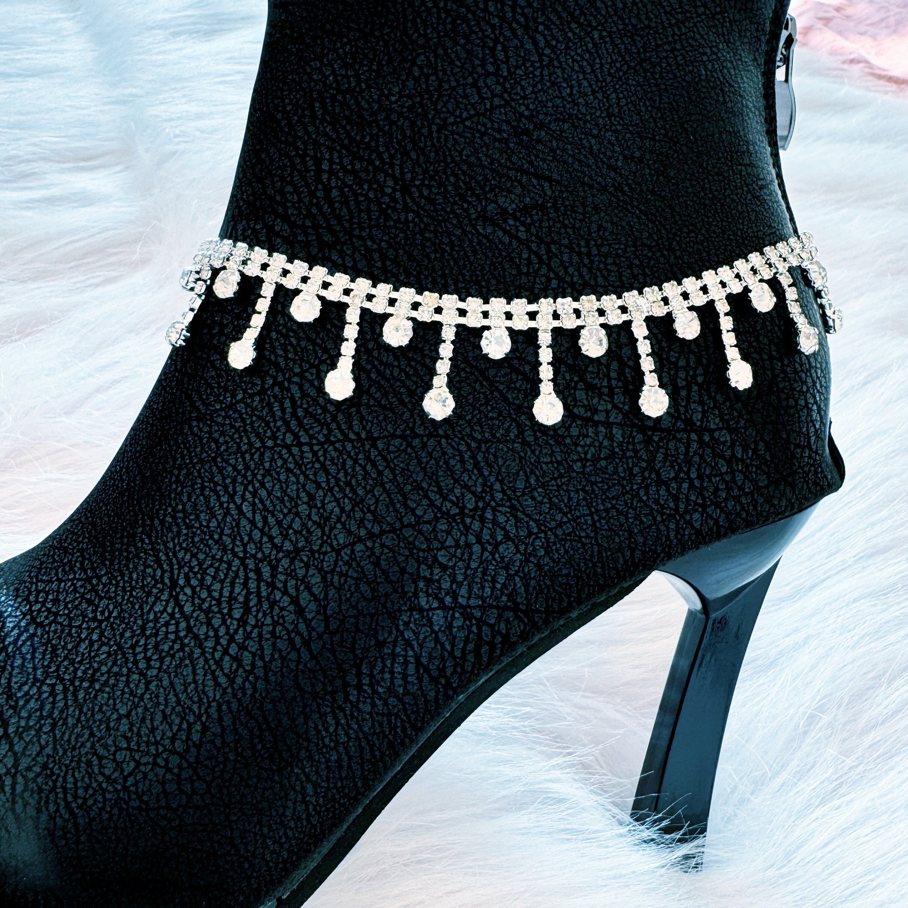 Women's Rhinestone Shoe Chain Shiny Boot Ornament 1/2 Pcs