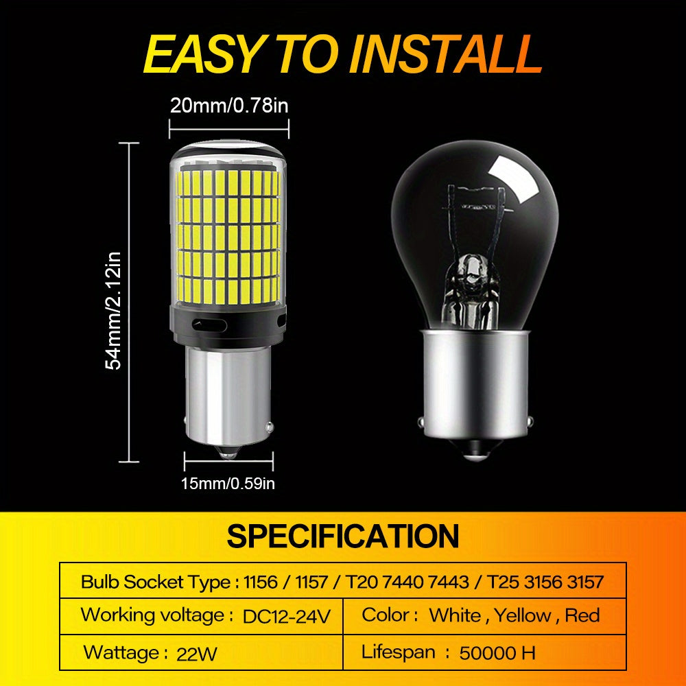 2Pcs Bright LED Bulbs 1156 BA15S Canbus Car Brake Reverse Turn Signal