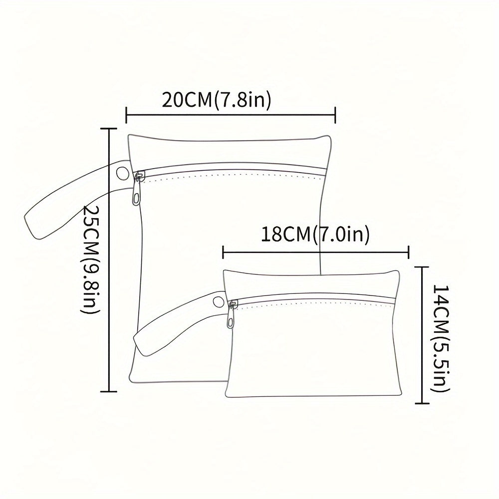Набор из 2 милых сумок для подгузников с принтом животных с ручками и молниями - водонепроницаемые, удобное хранение для детских принадлежностей