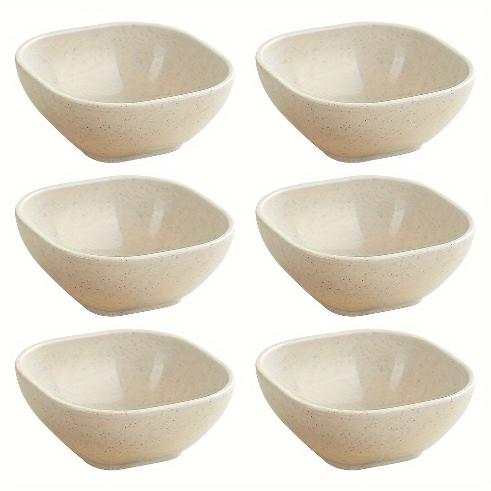 Set of 6 Square Dessert Bowls 9.65cm Polypropylene Condiment Side Dish Storage