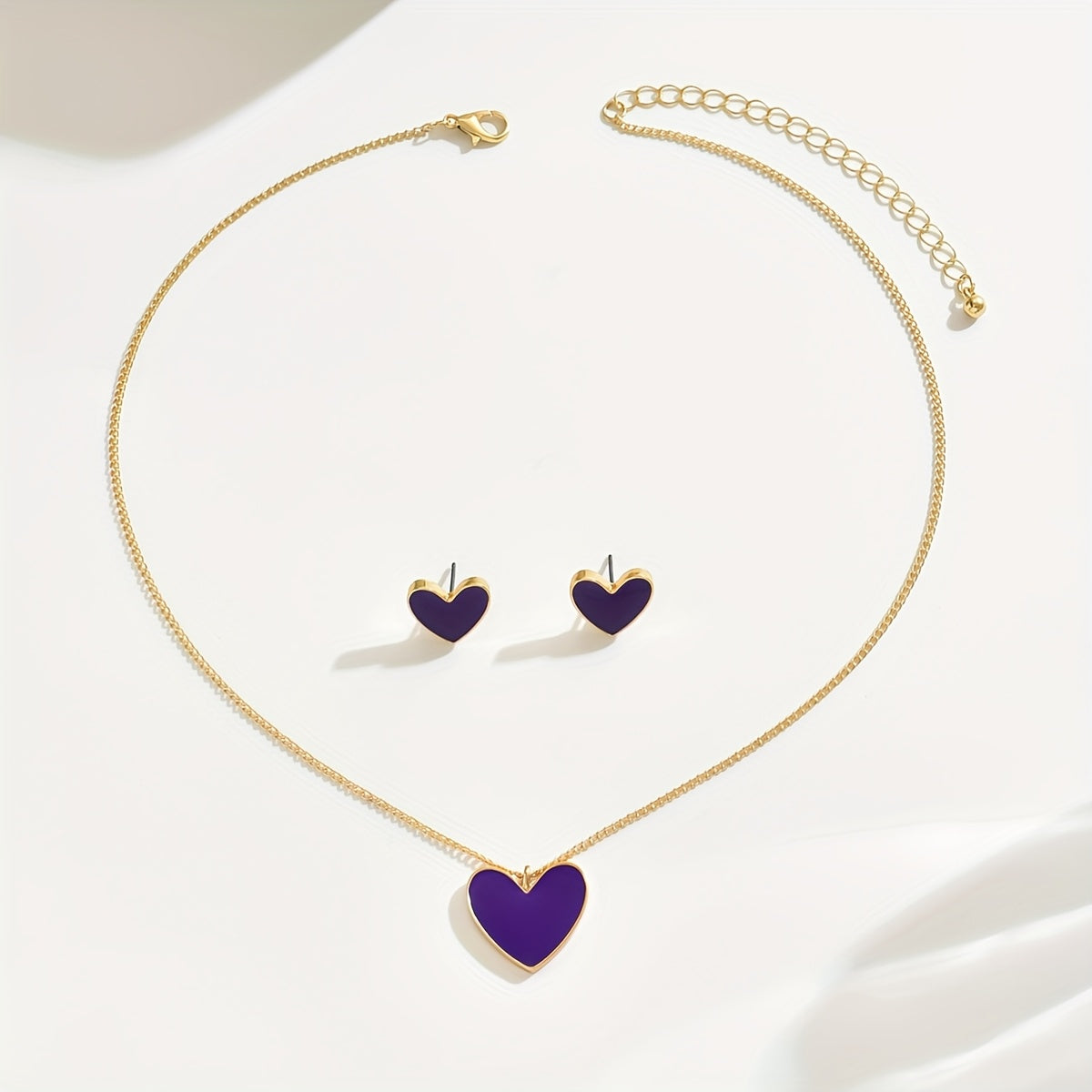Elegant Heart Jewelry Set for Women 3-Piece Necklace and Stud Earrings Gift