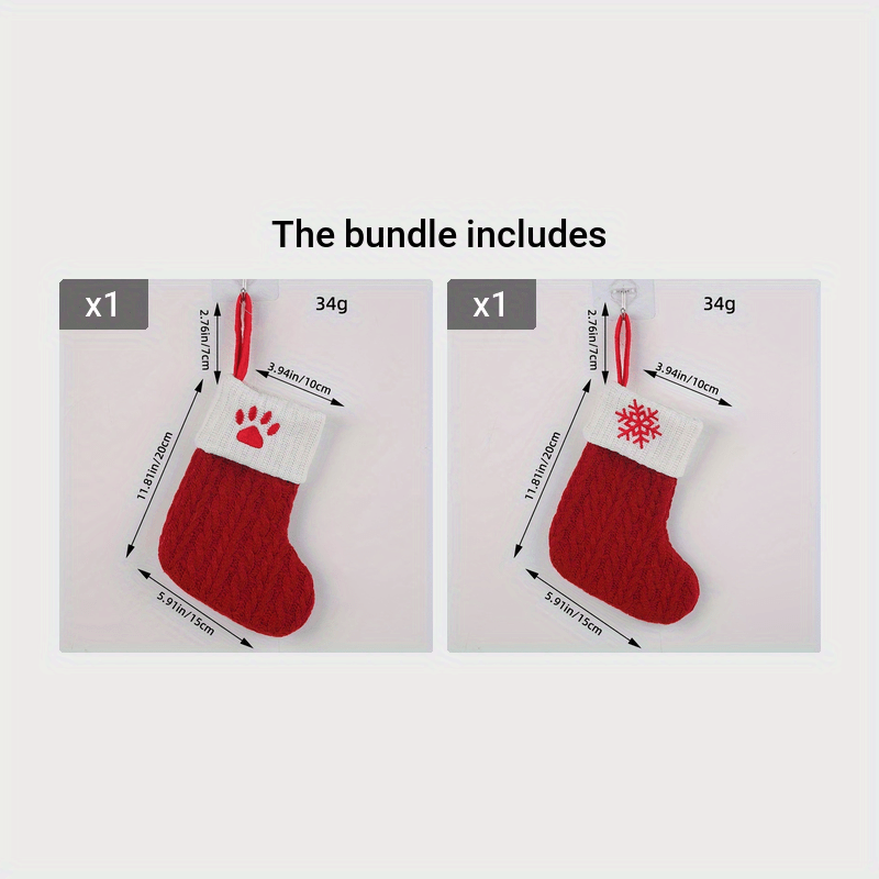 Calcetines de Navidad de punto rojo para adornos de árbol y decoración festiva