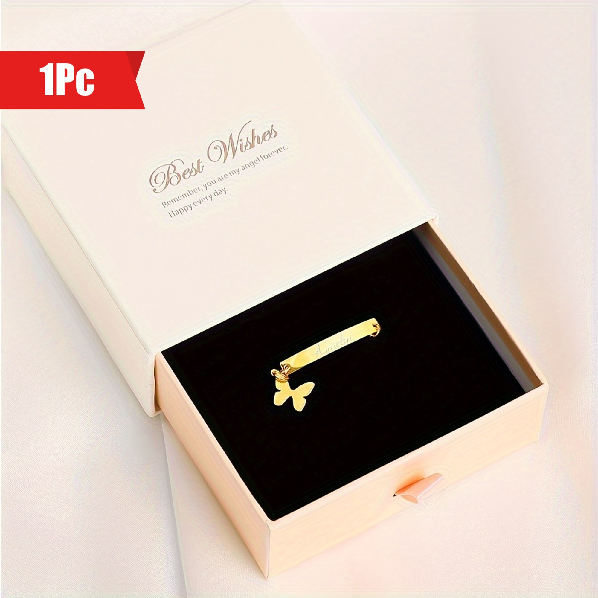 Браслет-бабочка из титанового сплава с гравировальной планкой для дней рождения и юбилеев