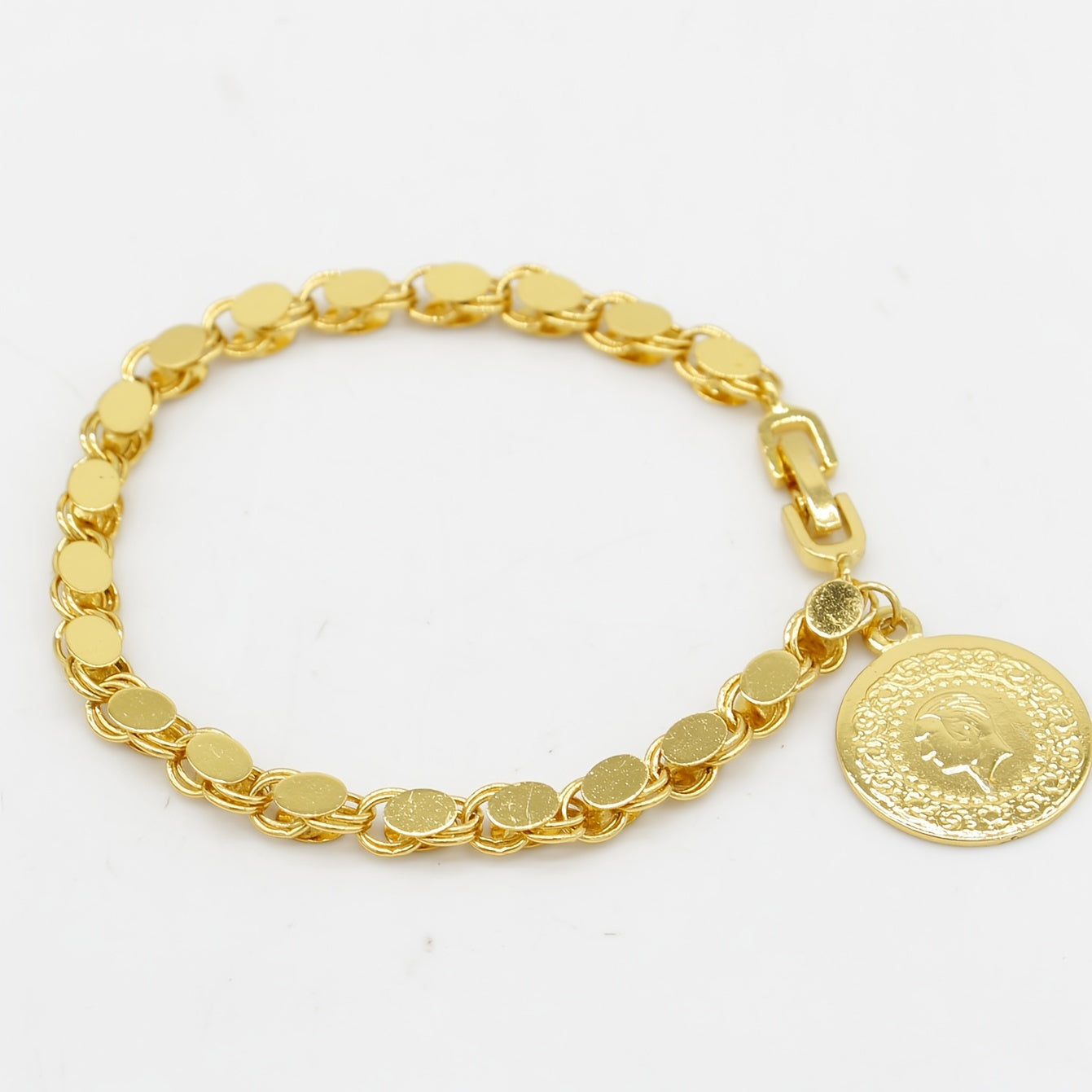 Gold-Plated Turkish Lira Pendant Bracelet for Women and Men