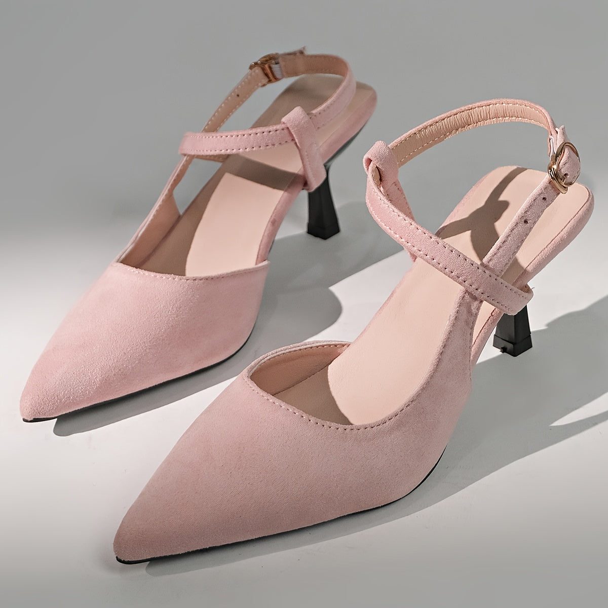 Women's Black Pointed Toe Stiletto Heels with Ankle Strap for Weddings Parties