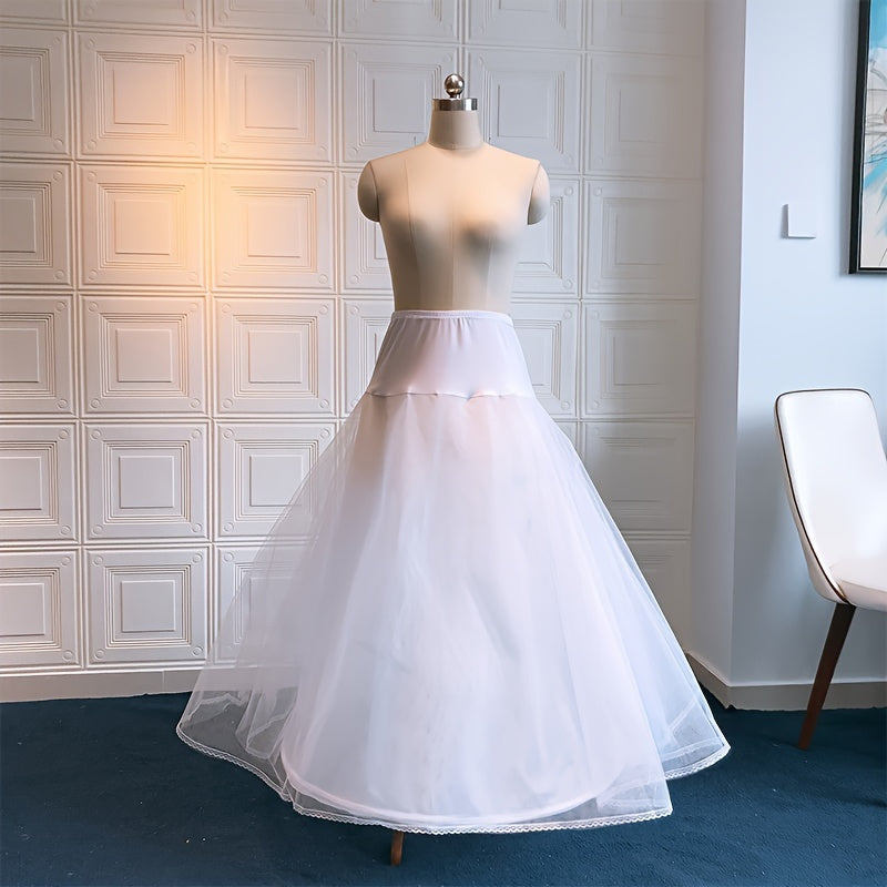 Wedding Dress Petticoat A-Line Skirt with Elastic Waist Polyester for Bridal Season