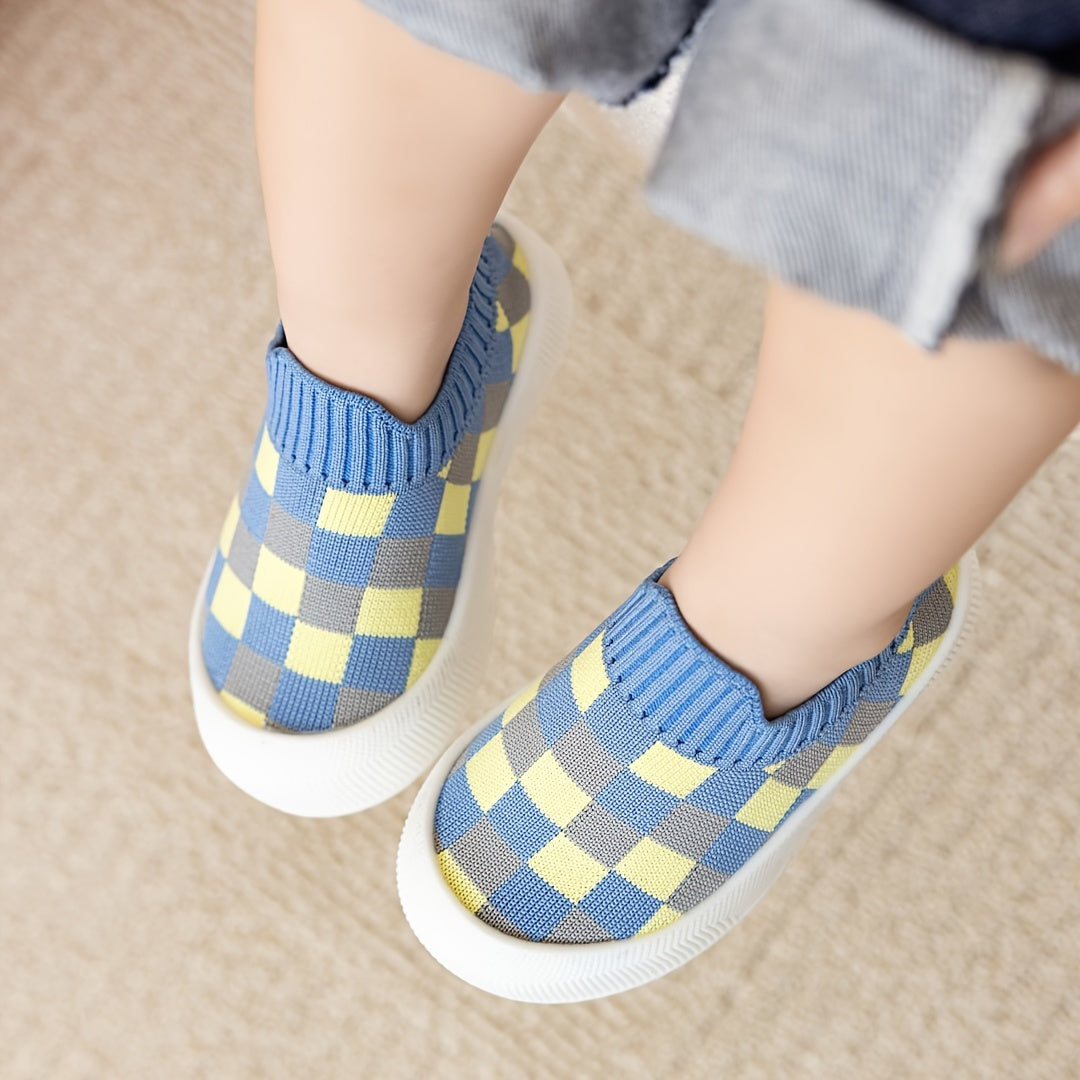 Baby Boys Girls Plaid Slip-On Woven Shoes Indoor Outdoor Comfort