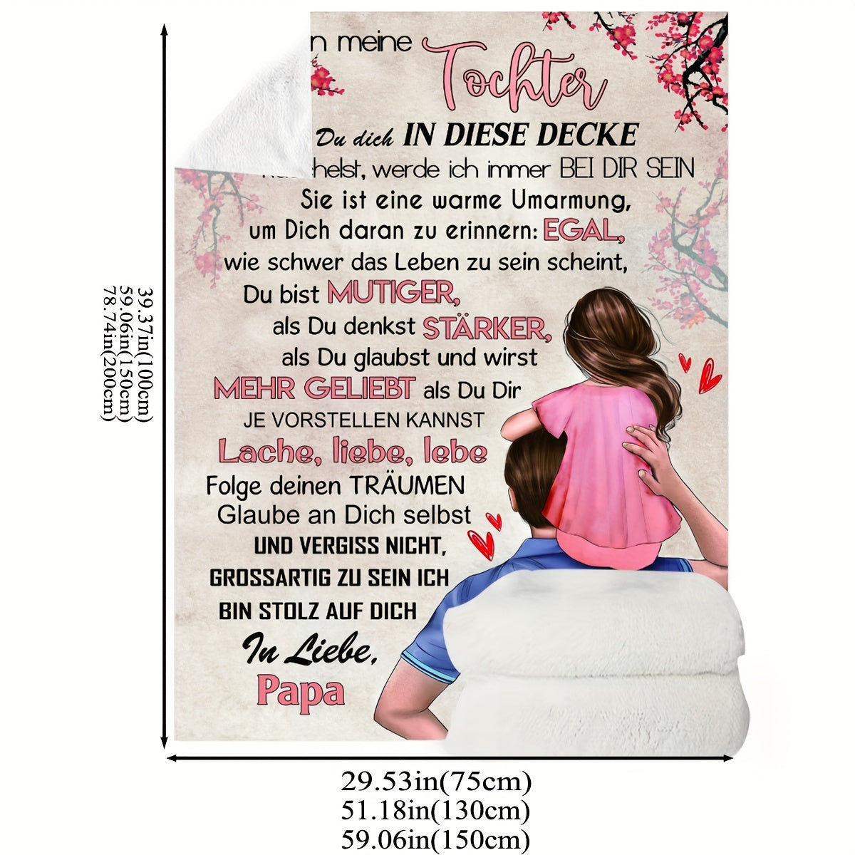 Hypoallergenic Knitted Throw Blanket with German Message for Sofa Camping or Nap