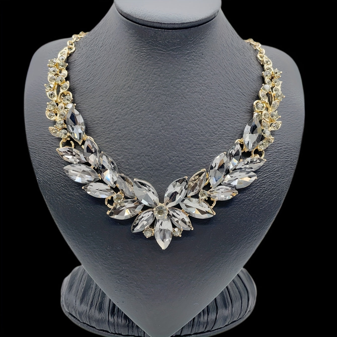 Rhinestone Statement Necklace Chunky Bib Jewelry for Women