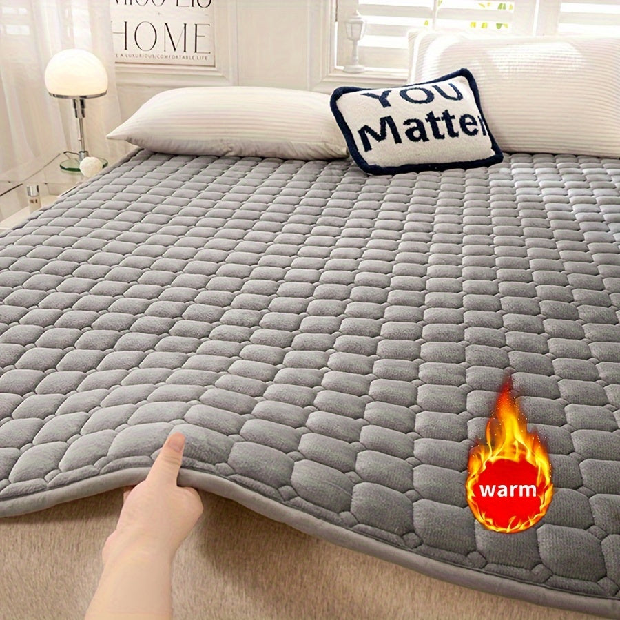Thick Milk Velvet Checkered Mattress Protector Bedspread Cover for Winter
