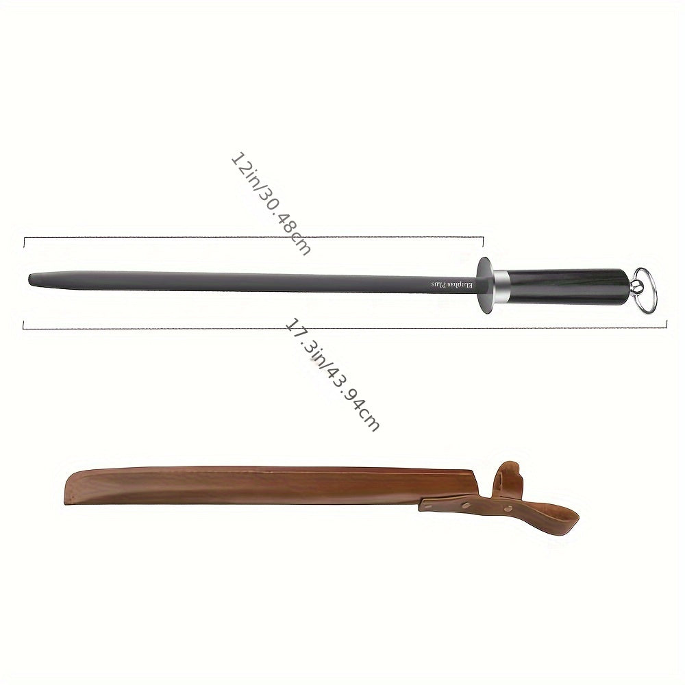 12-Inch Manual Knife Sharpener Honing Steel with Fine Grit for Kitchen Knives