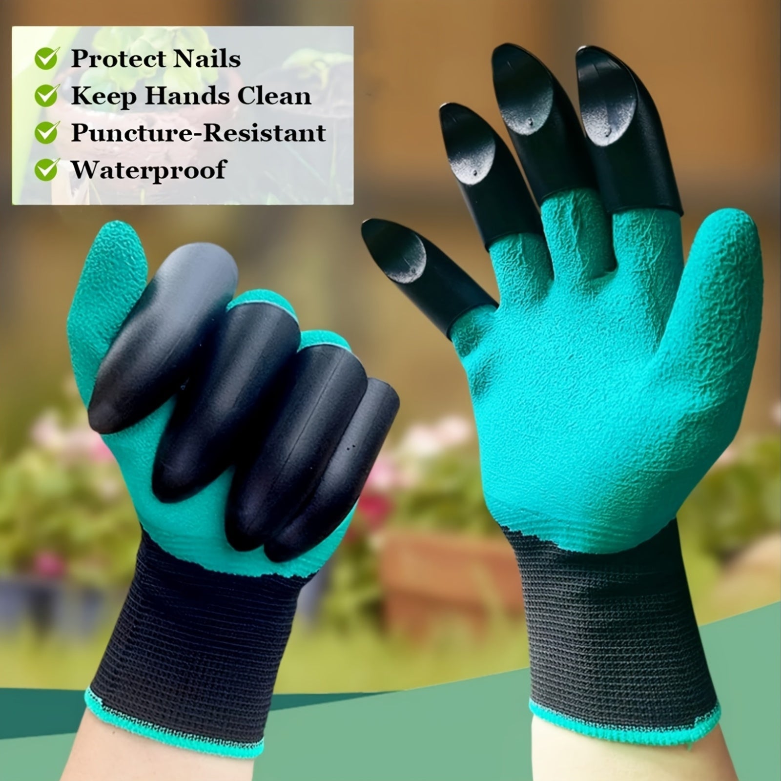 Tashqi ekish va qazish uchun, teshilishga chidamli, tirnoqli mustahkam bog' ishlov berish qo'lqoplari.