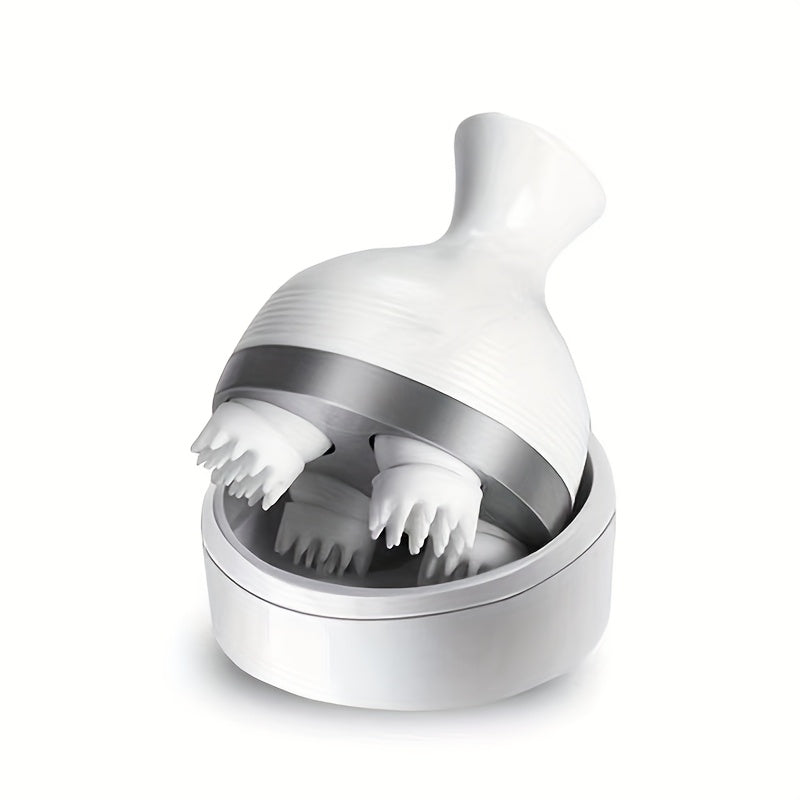 Masajeador eléctrico para cabeza, recargable por USB, relajación del cuero cabelludo, blanco, esférico, portátil, para viajes, regalo