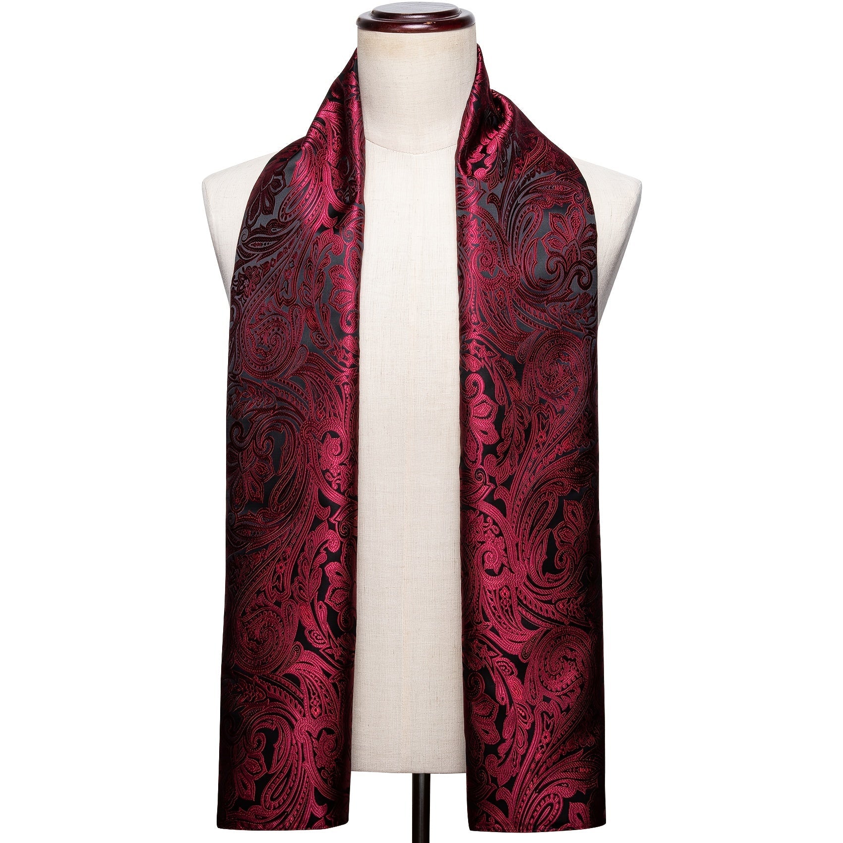 Men's Black Jacquard Paisley Floral Scarf for Autumn Winter