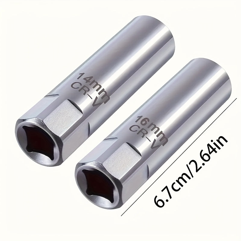 Universal Steel 2-in-1 Magnetic Spark Plug Socket Wrench 14mm 16mm
