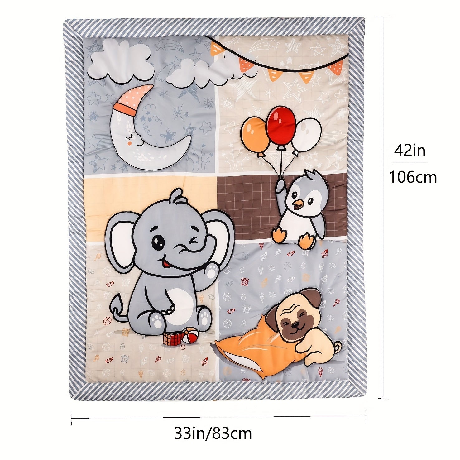 Baby Toddler Blanket All-Season Soft Quilt Elephant Penguin Design 83x107cm