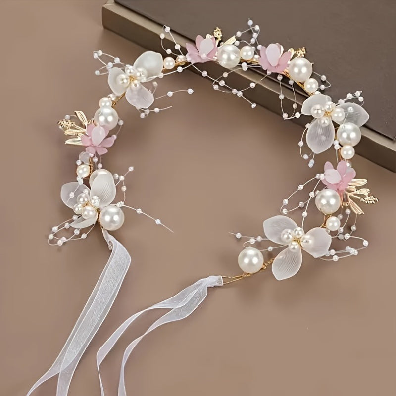 Faux Pearl and Floral Hair Accessory for Women and Girls Wedding Bridal Bridal Headpiece