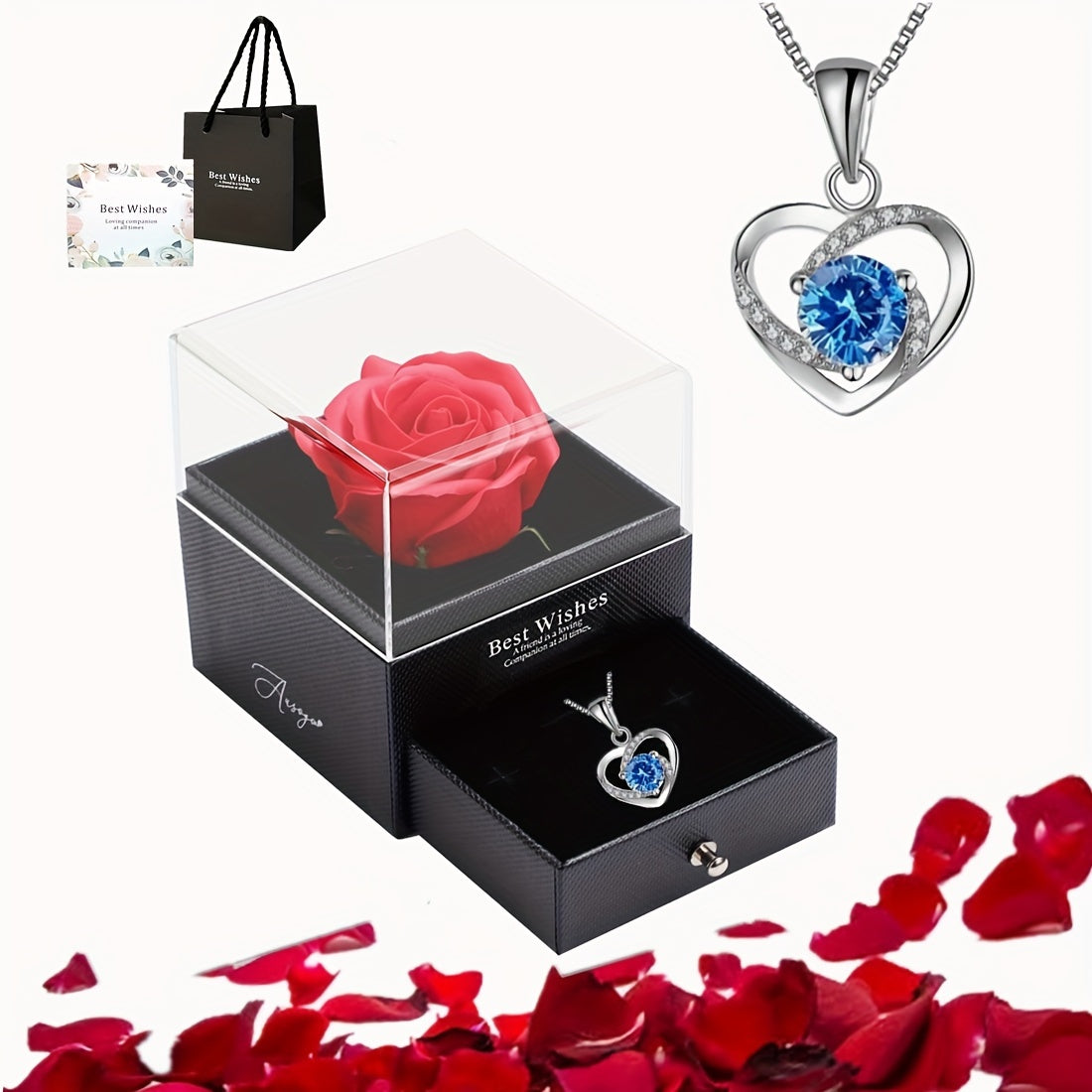 Коробка для подарка с красной розой и сердцем для романтических случаев