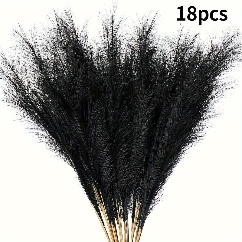 18 dona qora sun'iy pampas o'ti gullari, Xellouin, gotik, kuz uy bezaklari uchun