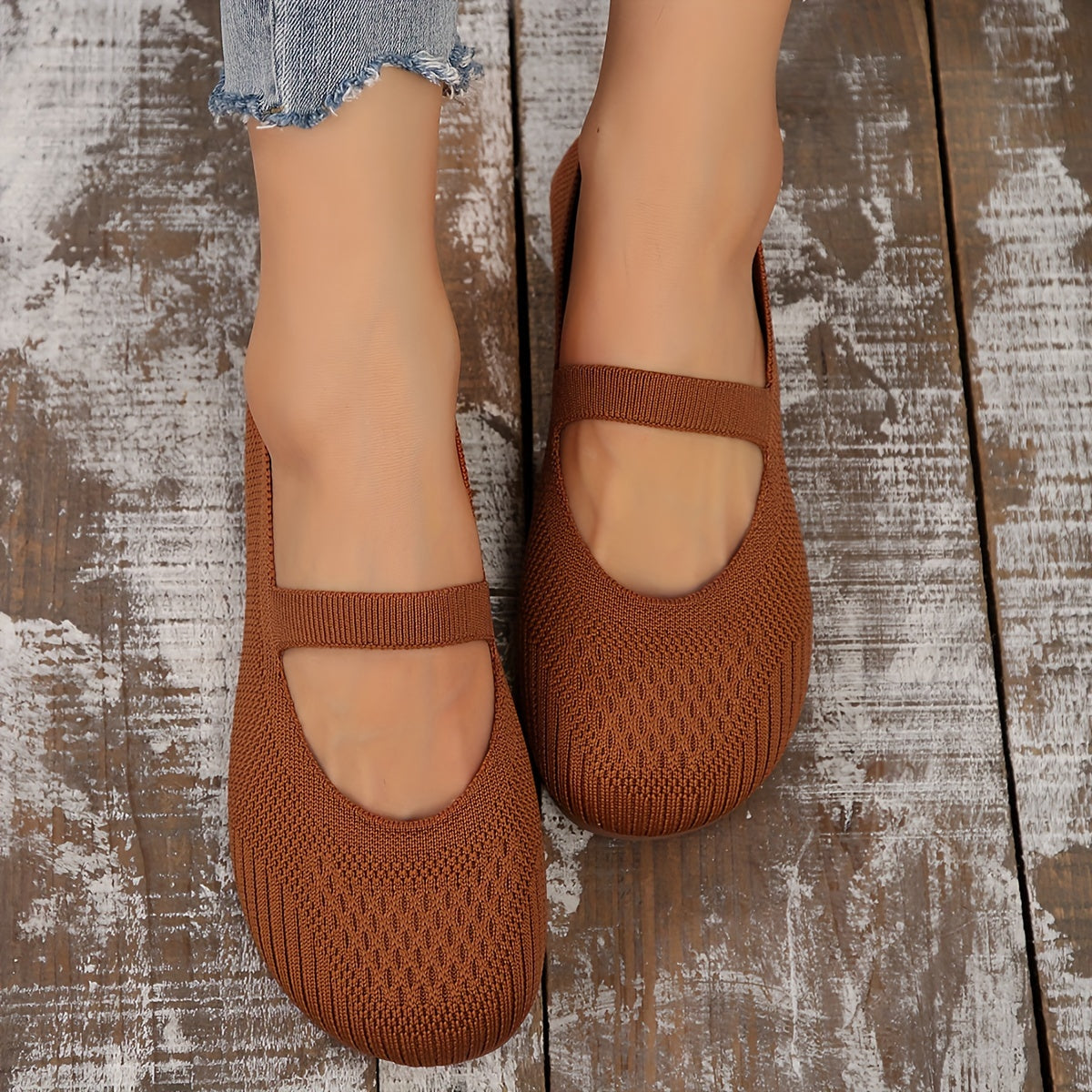 Zapatos casuales de mujer tipo Mary-Jane con tela transpirable y diseño slip-on