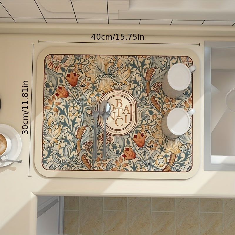 Fabric Dish Drying Mat Diatom Mud Water Absorption Heat Insulation for Bowls Plates