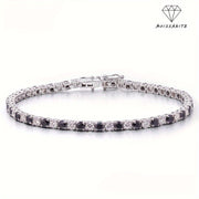 Sterling Silver and Gold Plated Tennis Bracelet with Moissanite Stones and December Birthstone