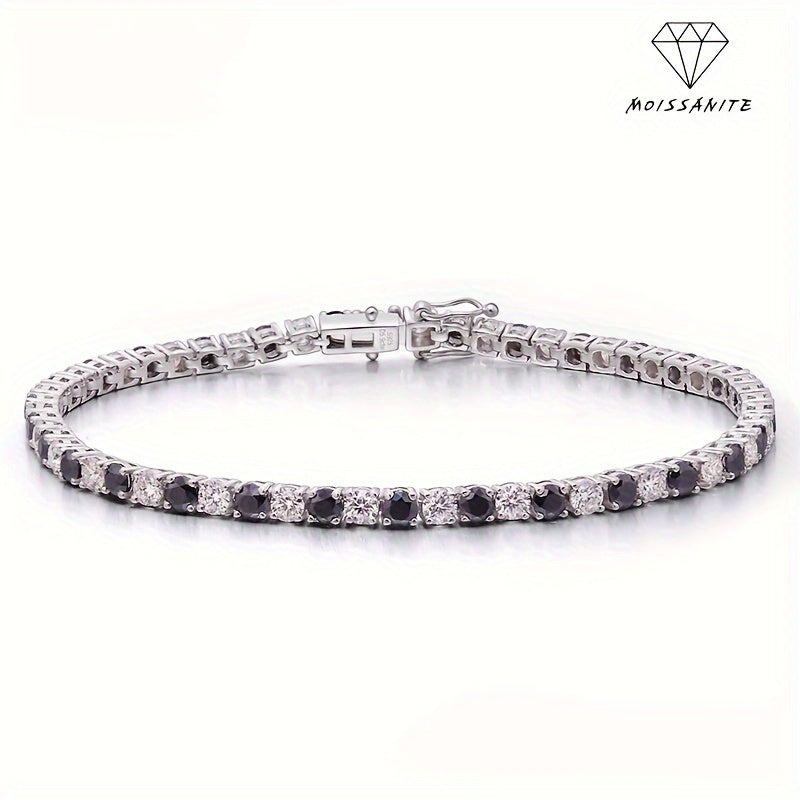 Sterling Silver and Gold Plated Tennis Bracelet with Moissanite Stones and December Birthstone