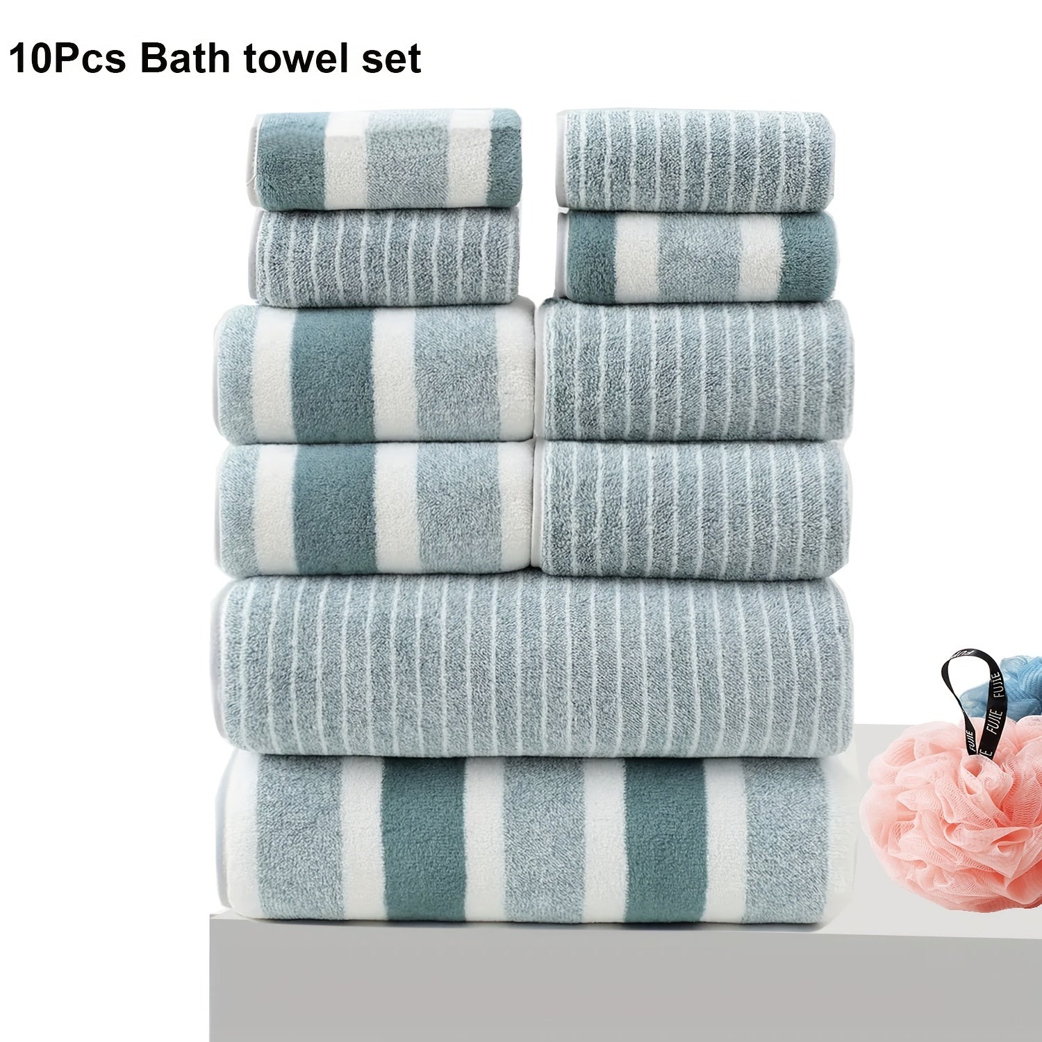 10-Piece Microfiber Towel Set Includes Bath, Hand, and Washcloths for Home Hotel Spa