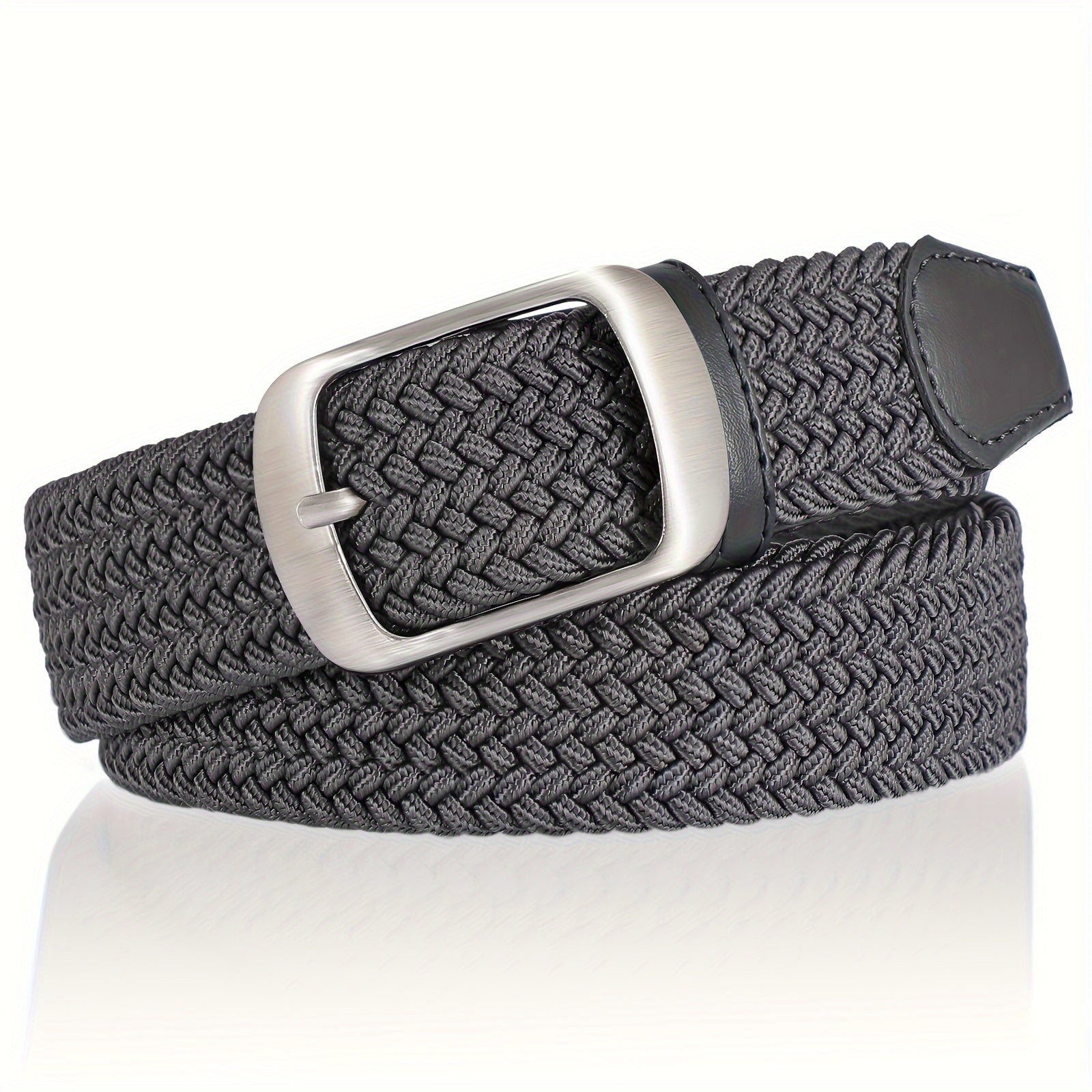 Unisex Solid Color Braided Belt with Pin Buckle for Casual Jeans