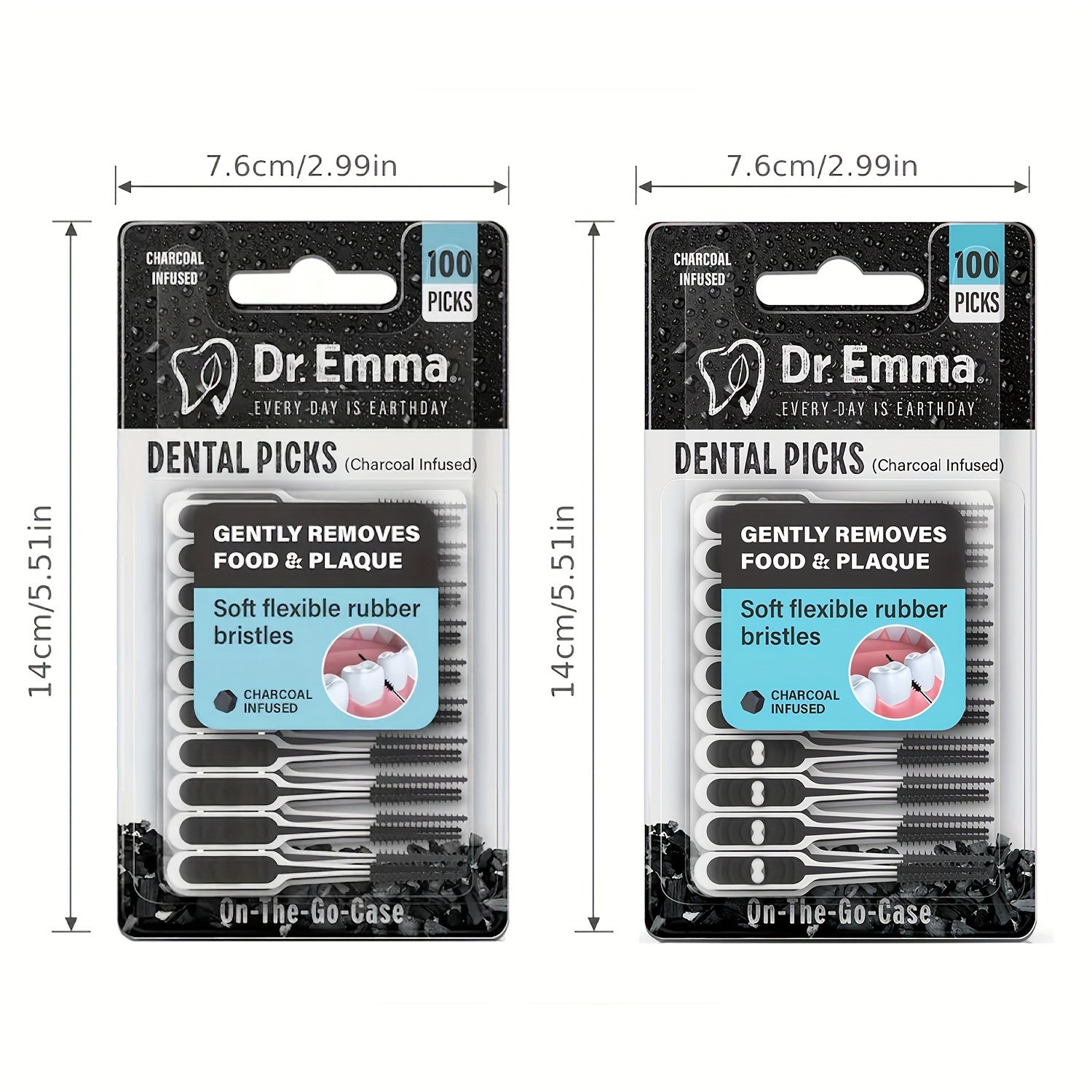 Dental Picks Charcoal Brush Picks 100 Count Pack