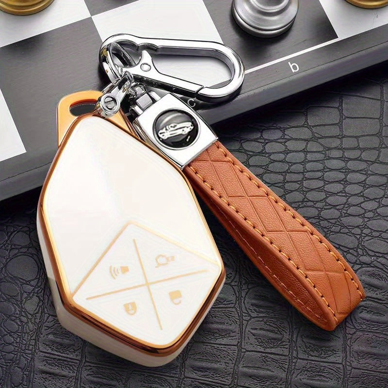 Universal TPU Car Remote Key Fob Cover with Keychain, Shockproof Protection
