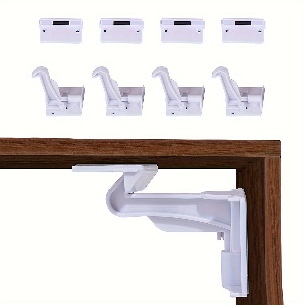 Set of 4 Invisible Adhesive Cabinet Locks for Child Safety Easy Installation