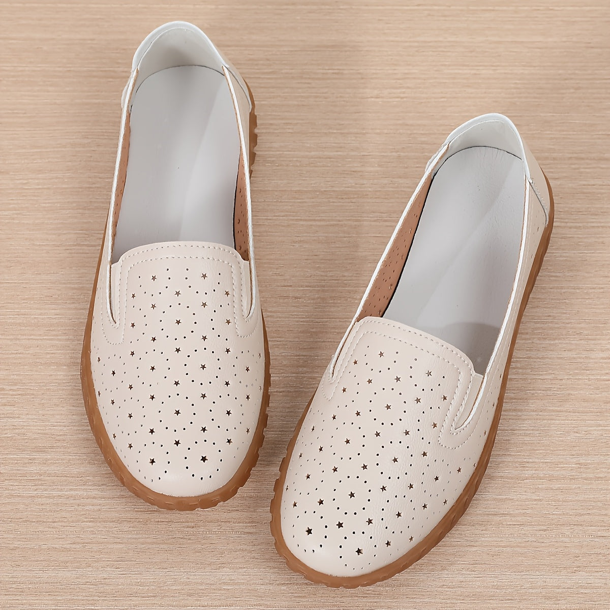 Women's Slip-On Ballet Flats Synthetic Round-Toe Shoes Black Dots Casual Comfort