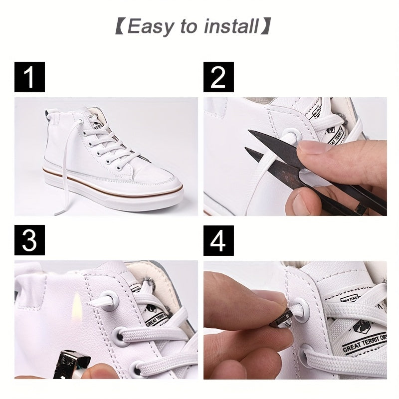 Unisex Polyester Elastic No-Tie Shoelaces for Running and Casual Shoes