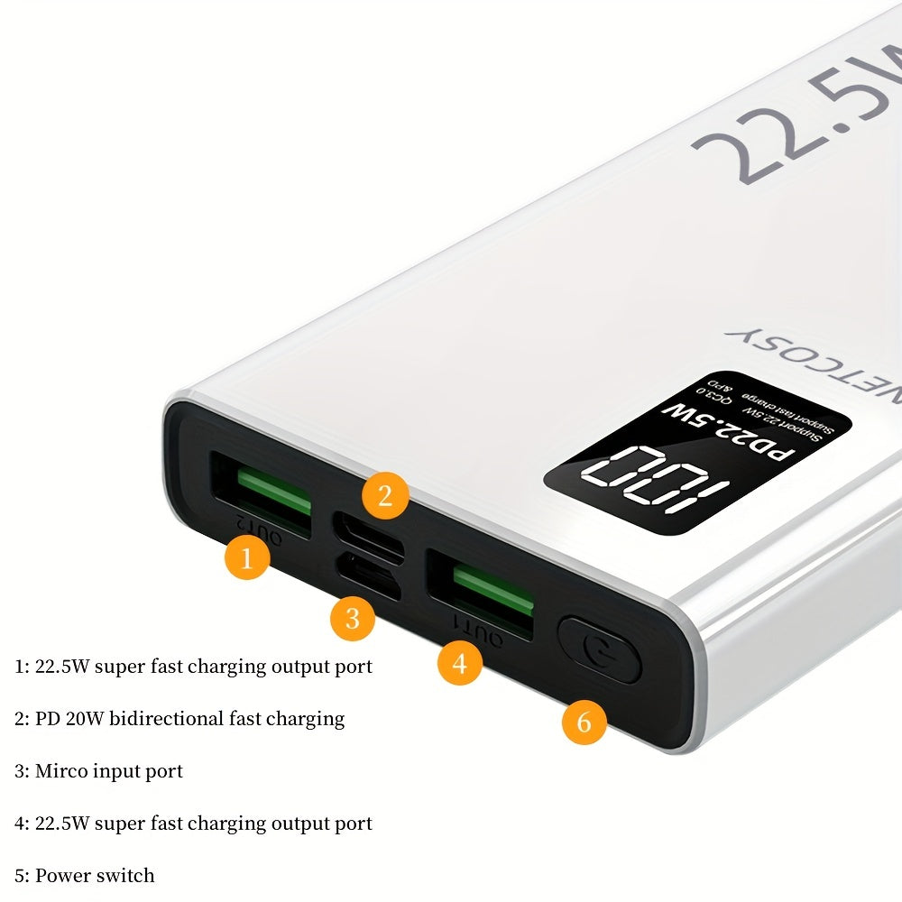 10000mAh Power Bank with 22.5W Fast Charging for iPhone, Samsung, Xiaomi
