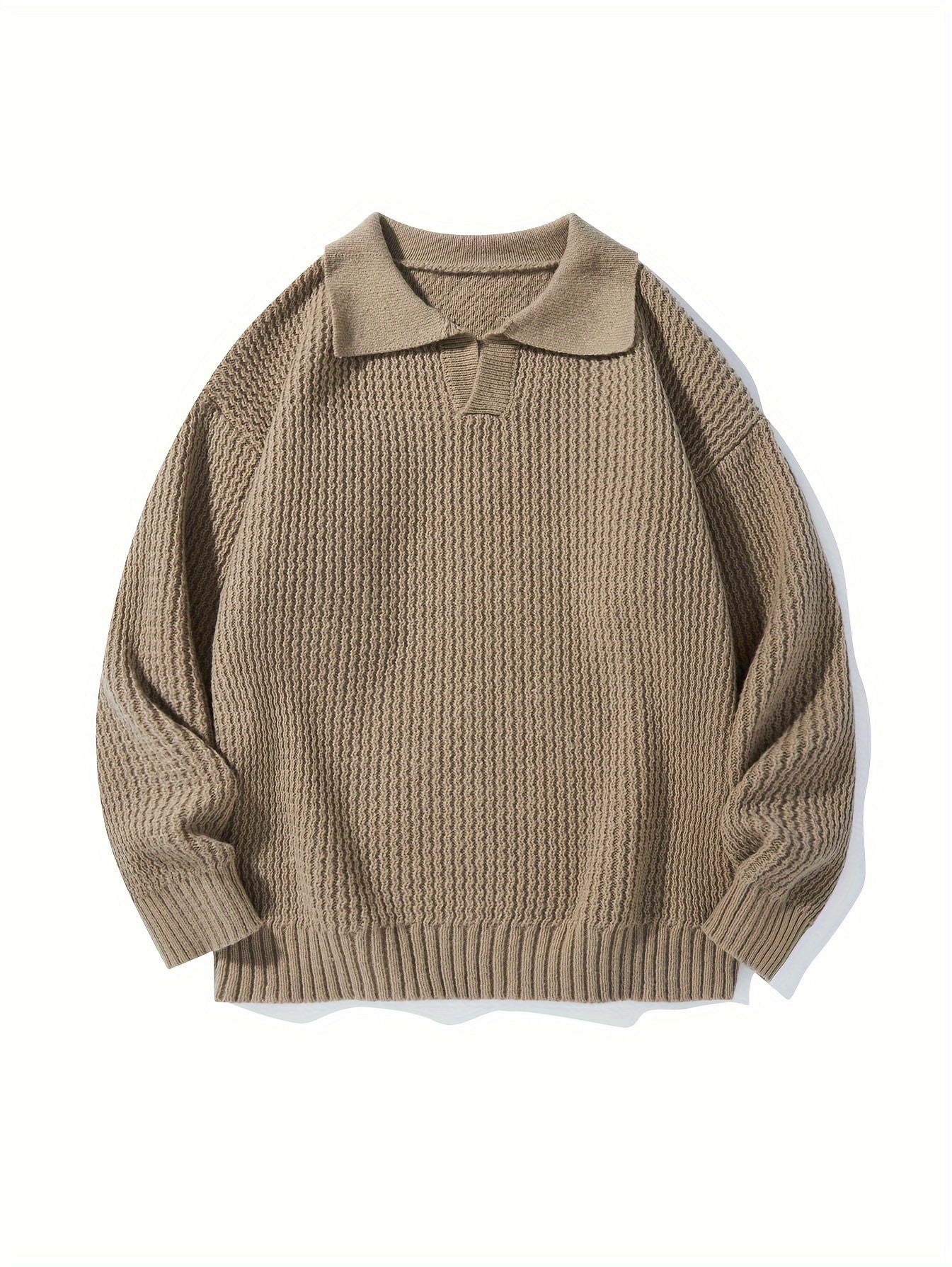 Knit Sweater Casual Drop Shoulder Solid Color Pullover for Fall Winter Couples