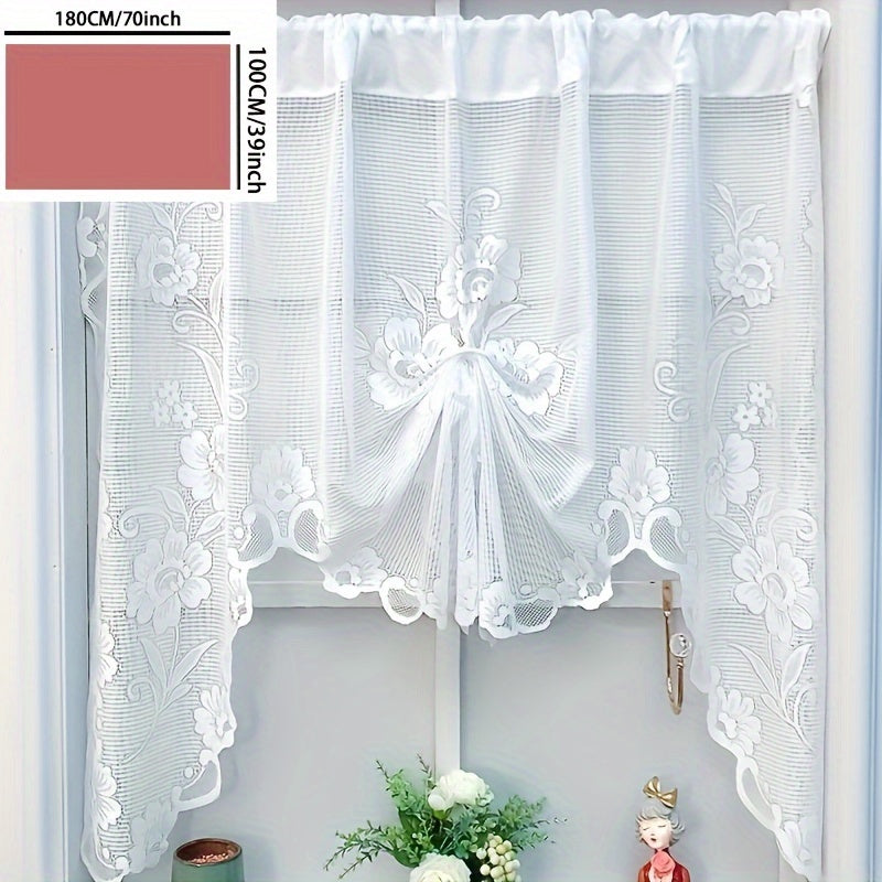 Floral Lace Sheer Curtain with Rod Pocket for Living Room and Bedroom Decor