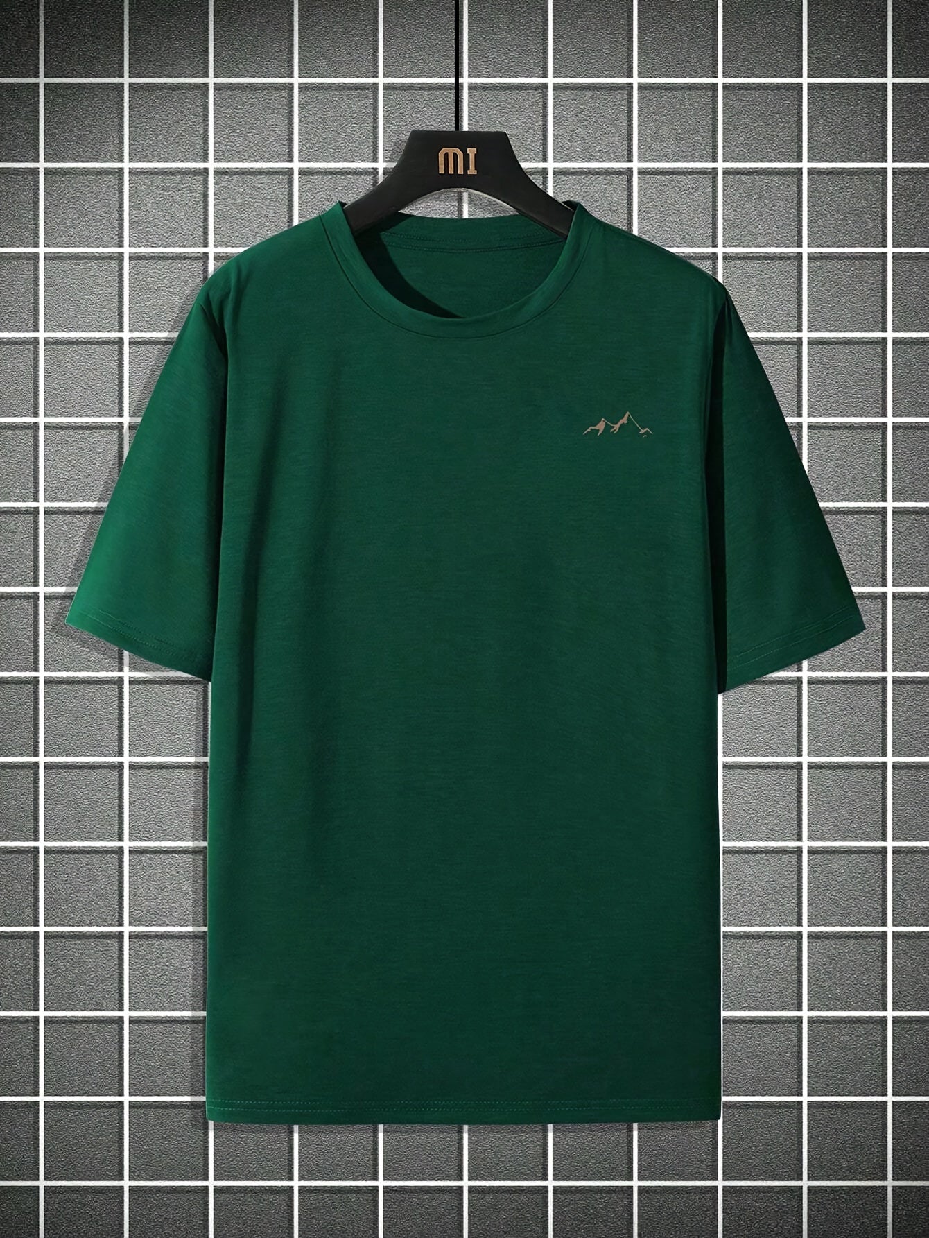 Men's Polyester Crew Neck T-Shirt Short Sleeve Geometric Mountain Embroidery Summer