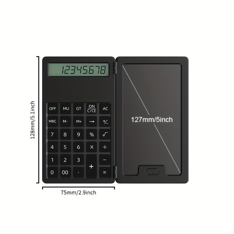 12-Digit LCD Scientific Calculator Foldable Design Stylus Battery-Powered for Students Teachers Engineers