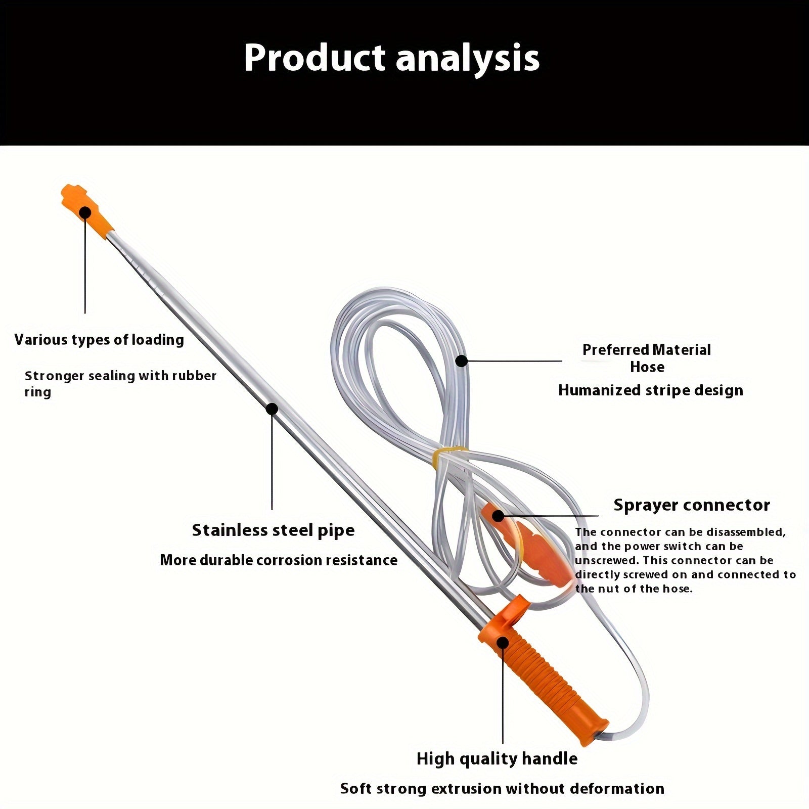 Прочный телескопический распылительный бум из нержавеющей стали с регулируемым соединителем для Европы и Америки, высоконапорная насадка для различных применений.
