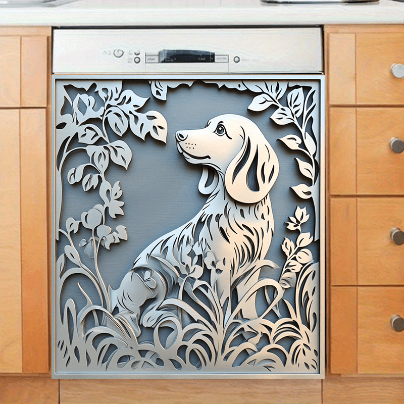 Magnetic Sticker with Floral Design Waterproof Peelable for Dishwasher Fridge Washer Dryer 58.5x65cm