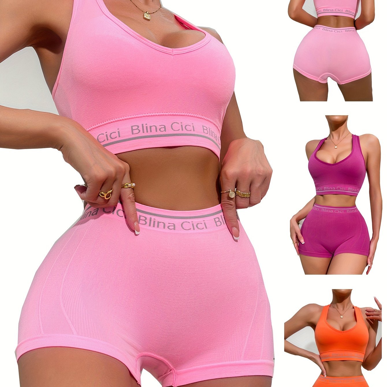 Sporty Lingerie Set Racerback Bra and Boxer Shorts for Jogging or Gym