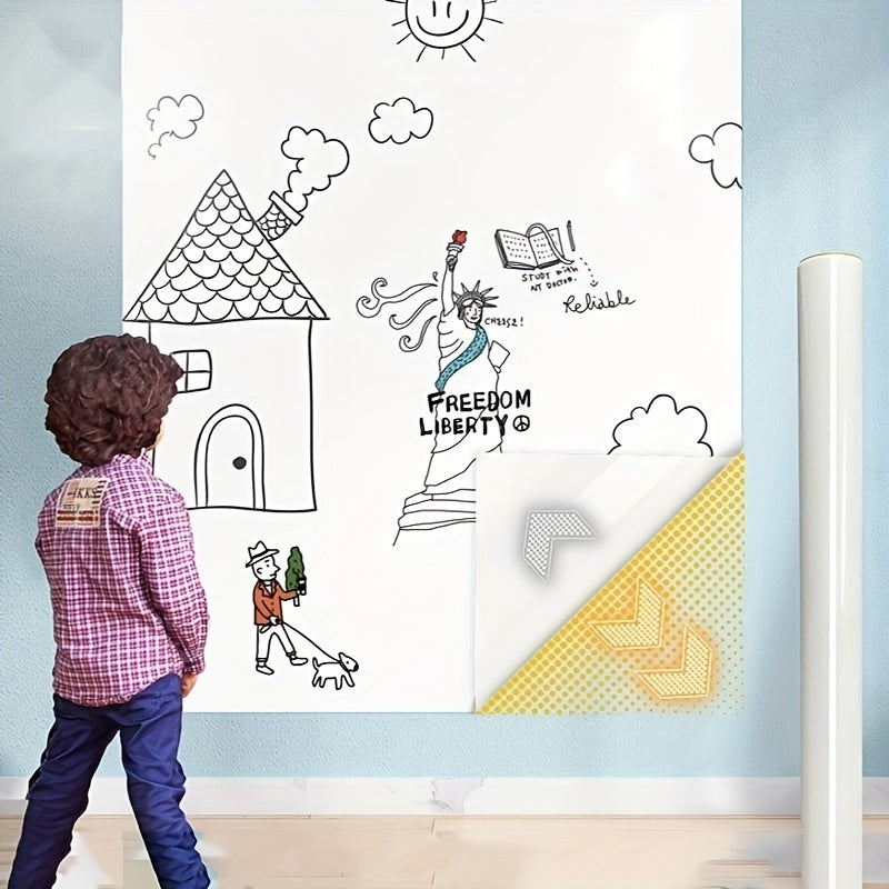 Electrostatic Whiteboard Wallpaper for Writing Drawing and Graffiti Removable Washable Wall Decor