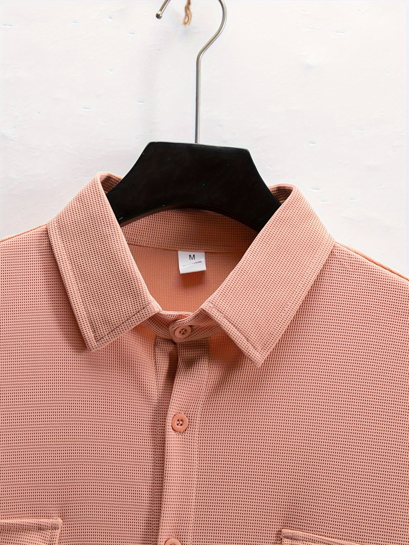 Men's Casual Sports Suit Set Long Sleeve Polyester Shirt with Pockets and Pants