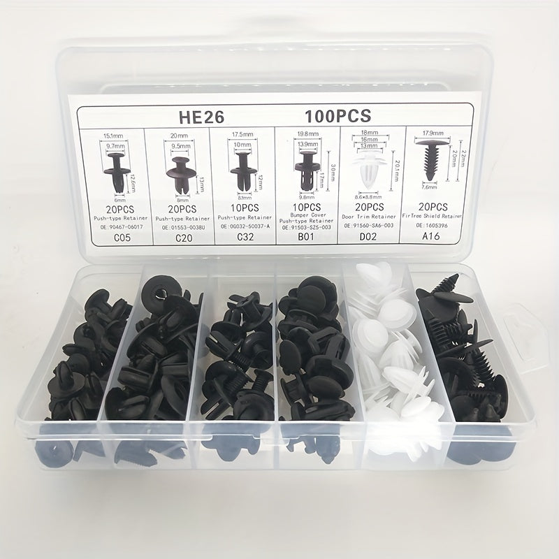 Universal avtomobil kliplar plastmassadan universal mos keladigan avtomobil qoplamasi fastenerlar to'plami