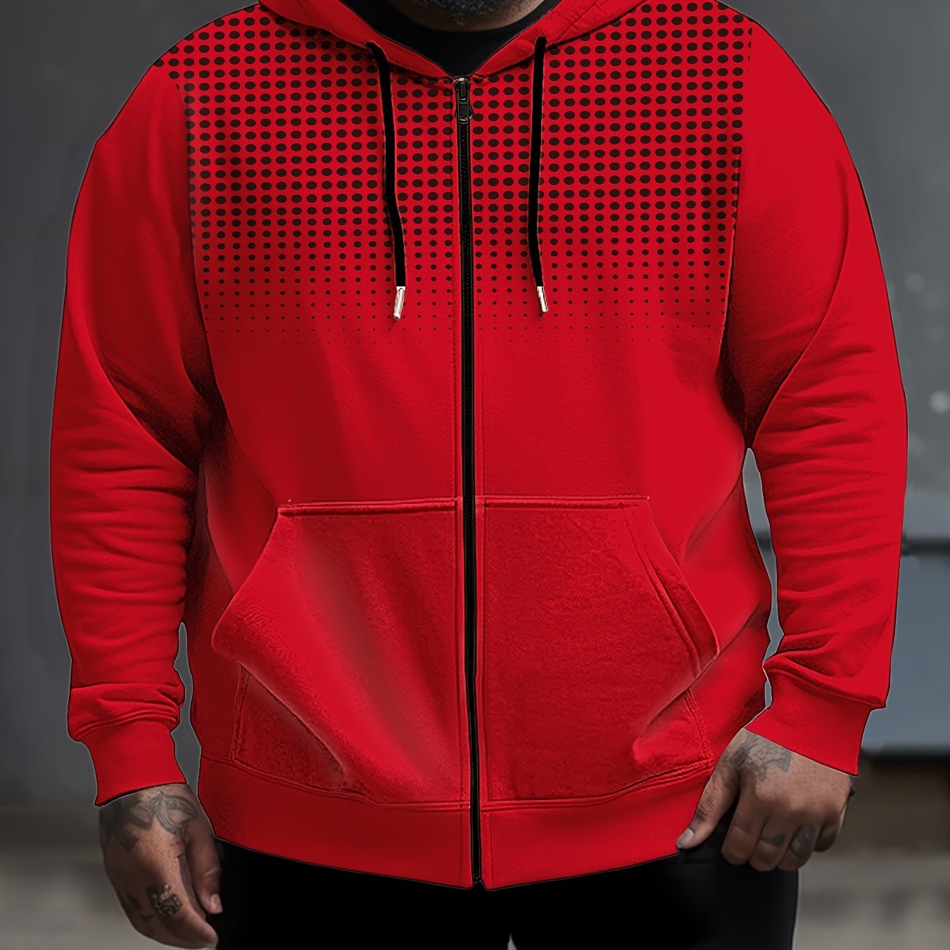 Katta o'lchamdagi erkaklar uchun tasodifiy zip-up xuddi 3D nuqta bosma - bahor va kuz uchun zamonaviy kurtka, cho'ntaklar bilan